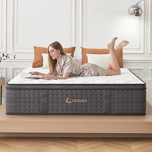 Colchón híbrido tamaño King de 12 pulgadas en una caja, espuma viscoelástica y resortes embolsados independientes para alivio de presión,