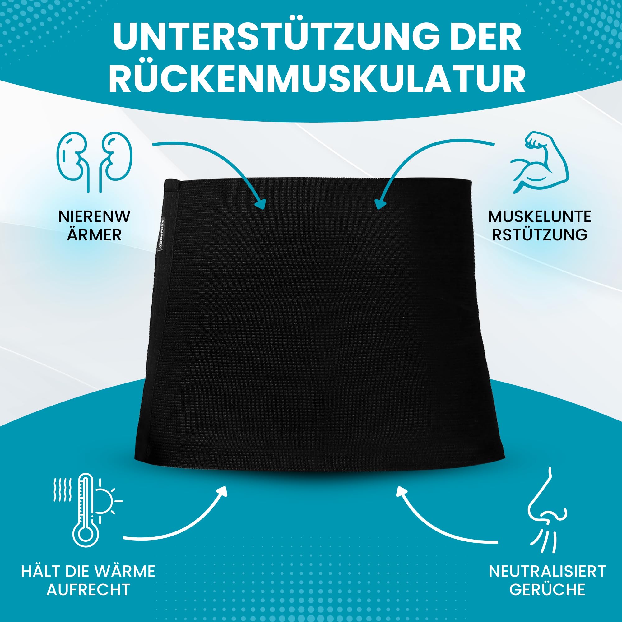 BeFit24 Unisex Nierenwärmer aus Merino und Baumwolle für Damen und Herren Rückenwärmer, Nierengurt, wärmend, atmungsaktiv, flexibel für Sport Freizeit Alltag und Winter Sommer Nutzung