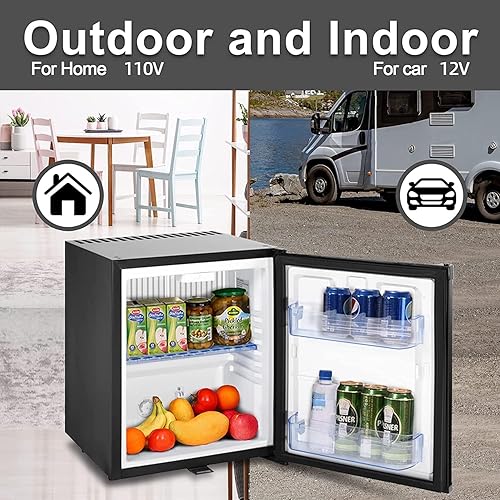 Miniatura 7 de Smad Mini nevera con cerradura, refrigerador compacto para dormitorio, oficina, sin ruido, 12 V/110 V, 1.0 pies cúbicos, color negro