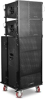 Sound Town ZETHUS Series Powered Line Array Speaker System with Dual 15-inch Line Array Subwoofer, Two 10-inch Line Array Speakers, One Caster Board, Black (ZS-215SP110PX2C)