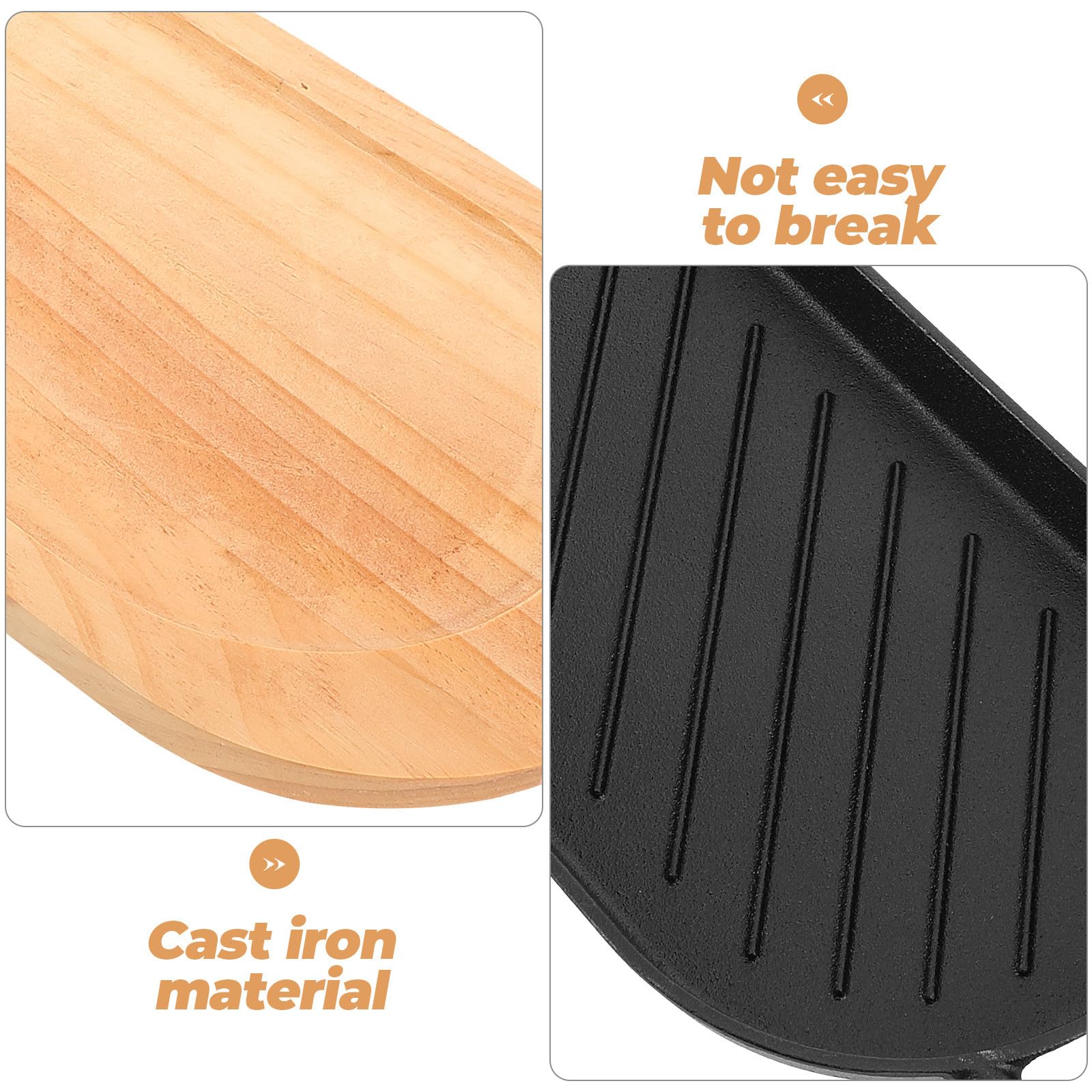 Plancha de Hierro Fundido para Filetes con Doble Asa, Fácil de Transportar Rebabas, Adecuado para Asar en Familia Días Festivos