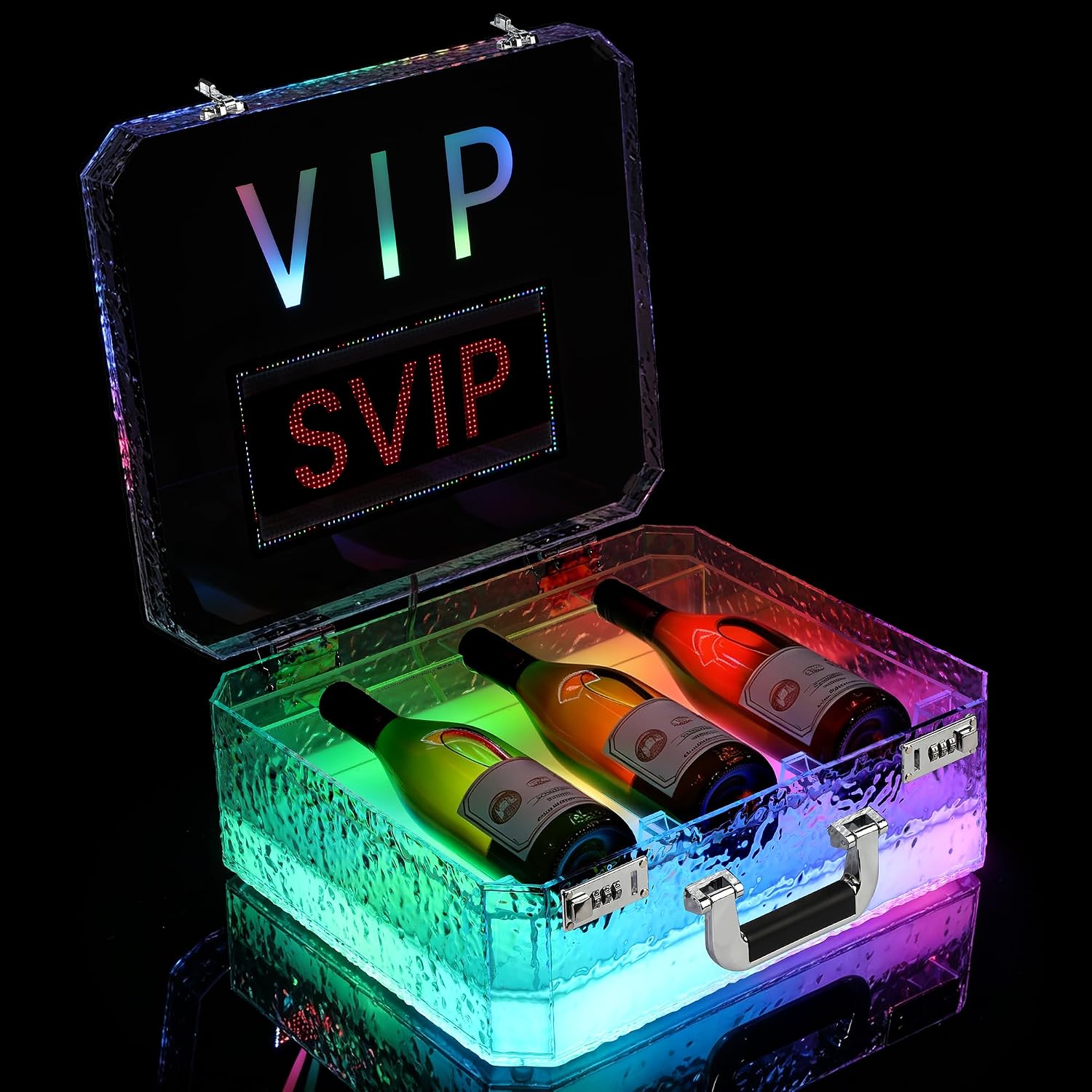 LED Bottle Service Sign, 12L VIP Lighted Display Case with Remote