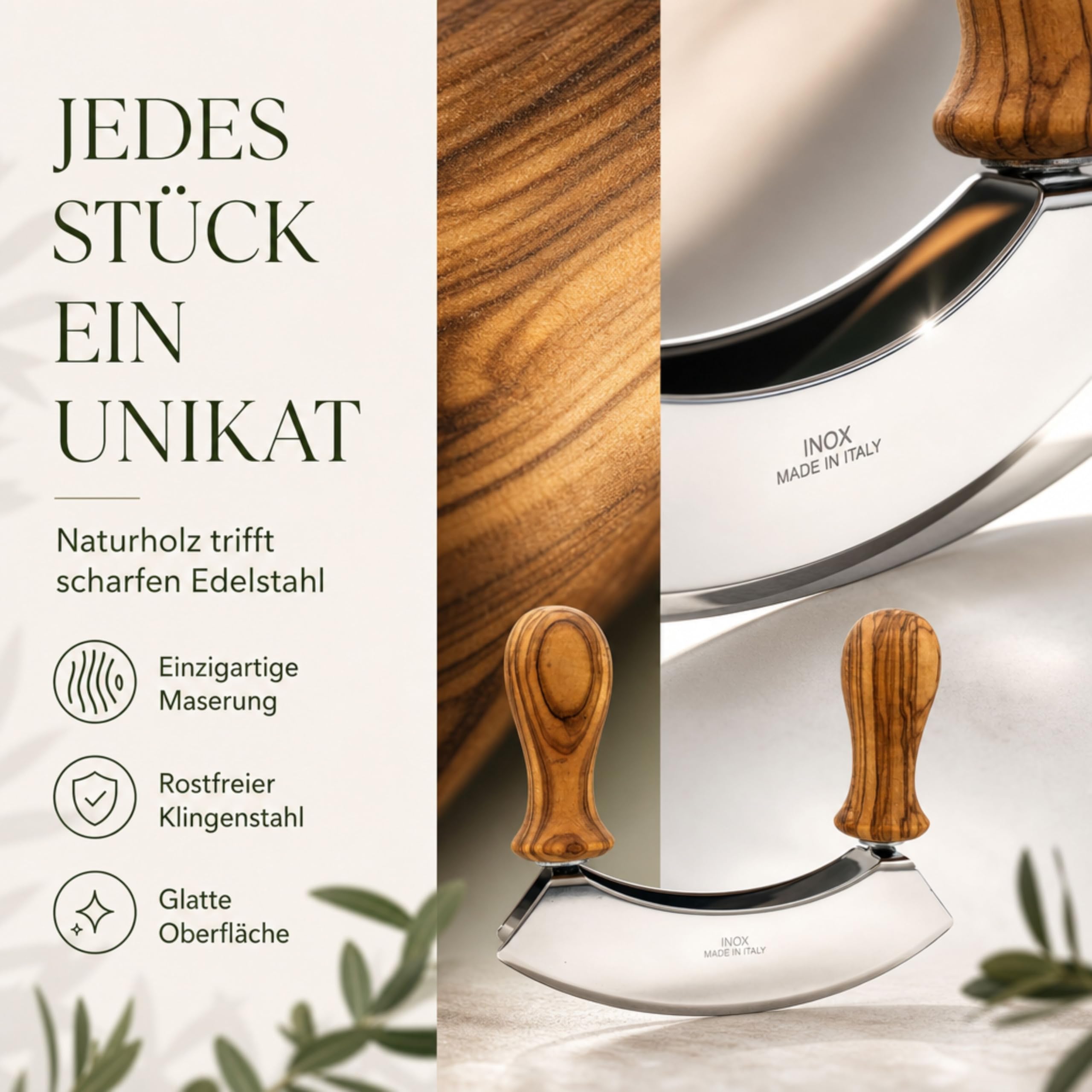 Wiegemesser personalisiert Olivenholz Kräutermesser Geschenk