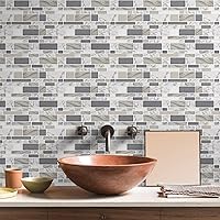 Vista 4 de STICKGOO Azulejos de pared de 10 hojas con aspecto de mármol, azulejos autoadhesivos de primera calidad de 12 x 12 pulgadas, para cocina