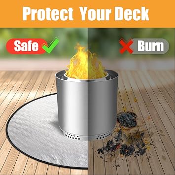 TOHONFOO 5-Layer Round Fire Pit Mat 39in Compatible with Solo Stove Ranger Fire Pit, Easy to Clean Under Grill Mats for Outdoor Grill to Protect The Deck, Patio, Pavers
