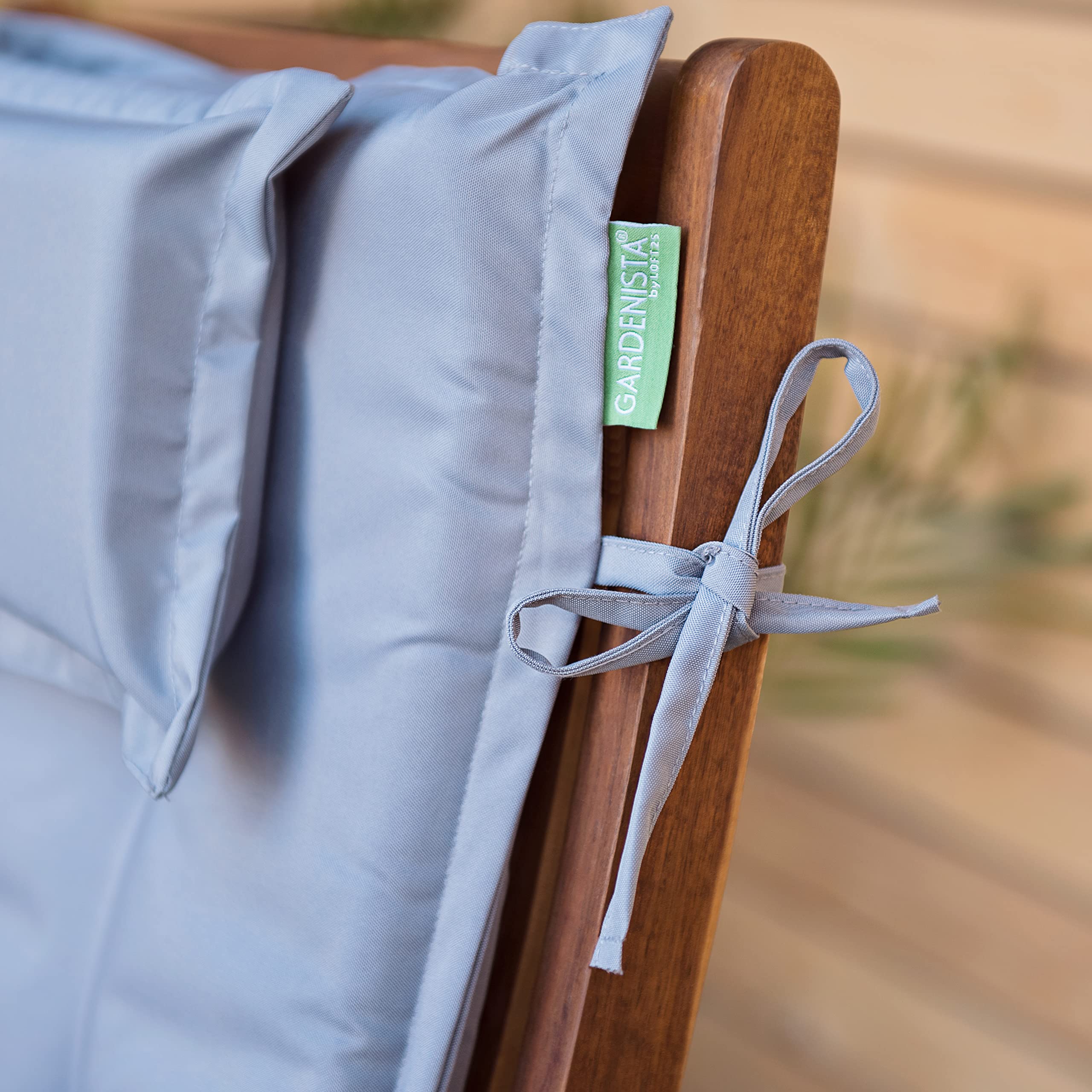 Gardenista Cojines para Sillas de Jardín con Respaldo Alto, Cojín Decorativo de Asiento (120x50X4cm), Cojines Acolchados para sillas terraza con Lazos y Reposacabezas, Cojín de Asiento Relleno (Gris)