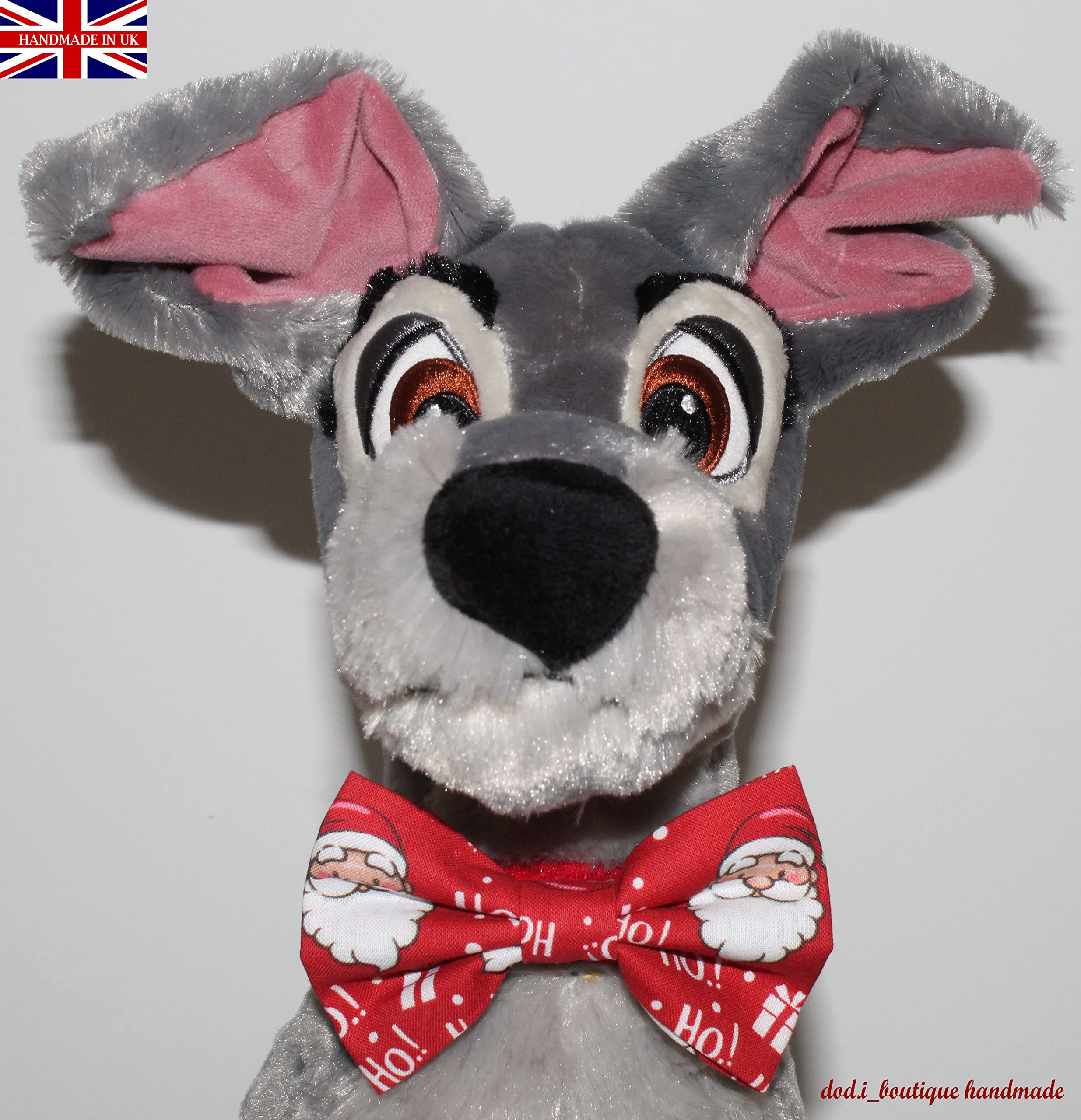 New Dogs Bow Tie Bowtie Christmas SANTA CLAUSE HO HO! RED Elastic Band attach COLLAR ACCESSORY Handmade UK (Santa HO! Large) - Image 4