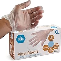 MedPride Powder-Free Vinyl Exam Gloves X-Large 100 Pack - Latex-Free Disposable for Cleaning Food Prep Painting