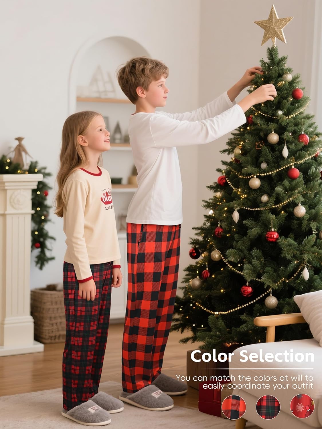 IHU Boys Pajama Pants Soft Kids Plaid Pj Bottom Lounge Pants Sleepwear with Drawsting & Pockets for Boys Girls Clothes - Image 4