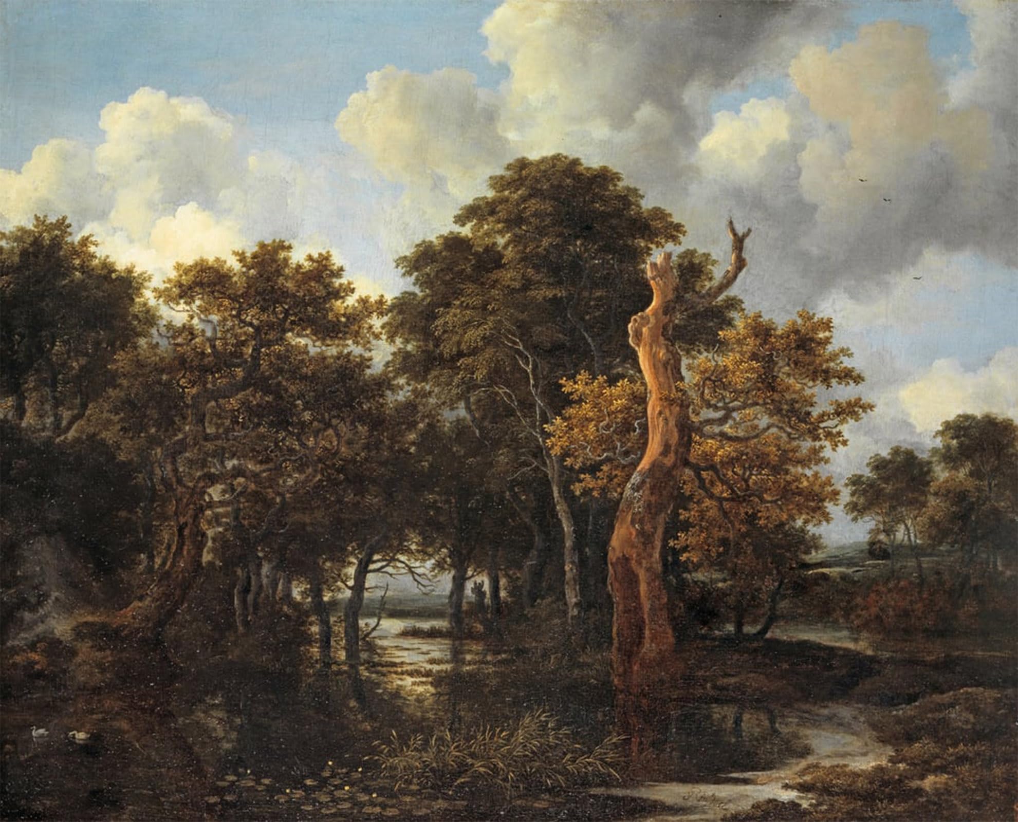 SERENDIPITP Abstract Painting Mural Print Picture Wall Decor Painting Wooden Marsh Landscape with Dead Tree by Jacob Van Ruisdael Vintage Wall Artwork for Home Decor 60x90cm