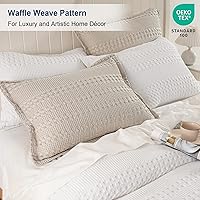 Vista 132 de PHF Fundas de almohada 100% algodón con tejido de gofre de 24 x 24 pulgadas, paquete de 2 fundas cuadradas para decoración elegante del hogar, sin