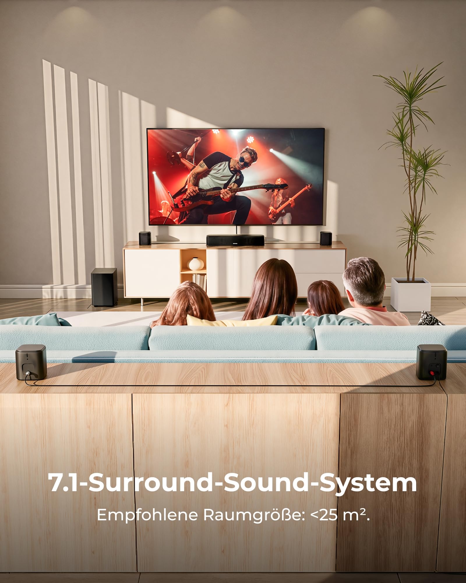 ULTIMEA 7.1 Surround Sound System, 330W Soundbar für TV Geräte mit Dolby Atmos, 4 Surround Lautsprechern, TV Soundbar mit 5,25'' Subwoofer, App Steuerung, HDMI ARC, Bluetooth® 6.0, Aura A40 Pro