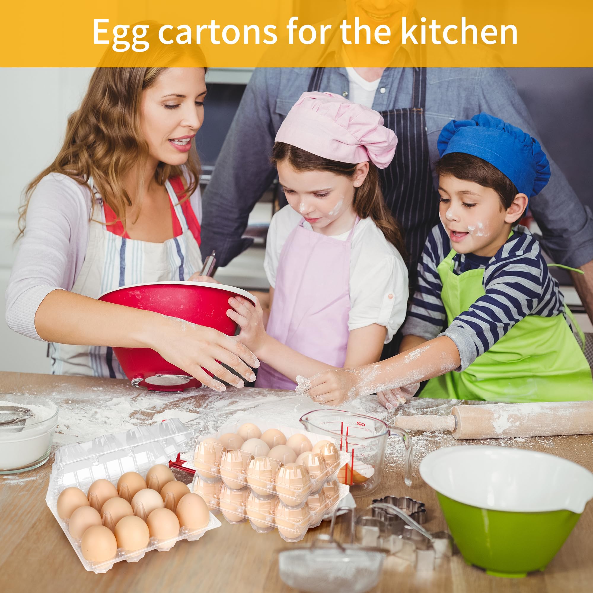 Paquete de 100 cajas de huevos de plástico baratas a granel, 12 unidades, cajas de huevos transparentes en blanco de 3 x 4 rejillas, perfectas para refrigeradores, mercados de granja de pollos