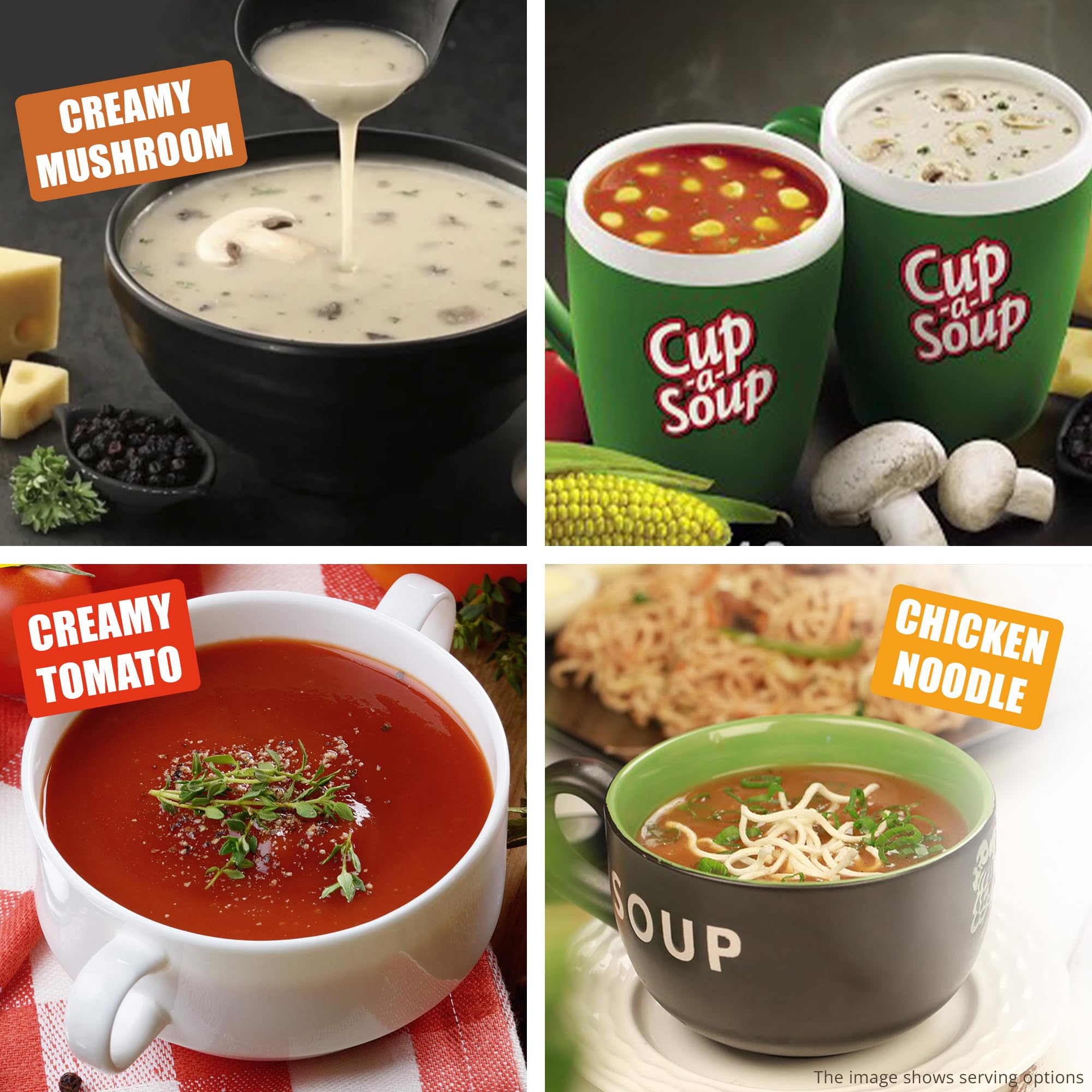 Cup-a-Soup Variety Pack Bundle - Includes Chicken Noodle, Creamy Mushroom, and Creamy Tomato Instant Soups - Quick and Wholesome Meals