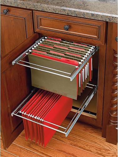 Miniatura 4 de Rev-A-Shelf RAS-FD-KIT Series - Sistema organizador de cajones de archivos de 2 niveles de altura estándar para archivos de tamaño carta y legal,