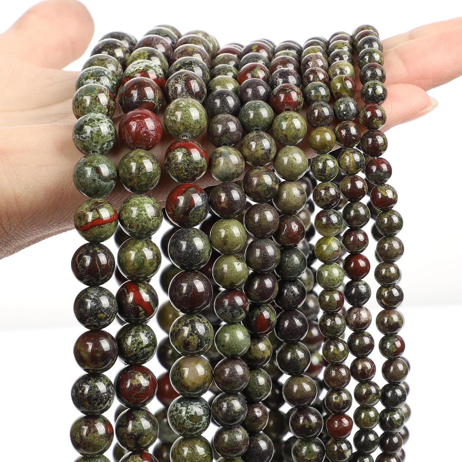 Naturalne Czarne Kamienne Koraliki Obsydian Lawa Labradoryt Agaty Hematyt Koraliki Dystansowe Luzem Do Tworzenia Biżuterii DIY Bransoletki Naszyjnik,Smoczy Krwawnik,10mm-około 35szt
