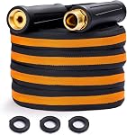 Ultra Lightweight Garden Hose, Heavy-Duty Kink-Free Flexible, Non-Expanding with Aluminum Brass Fittings, Crush-Proof for Yard/Lawn/Outdoor (Black/Green, 25 FT)