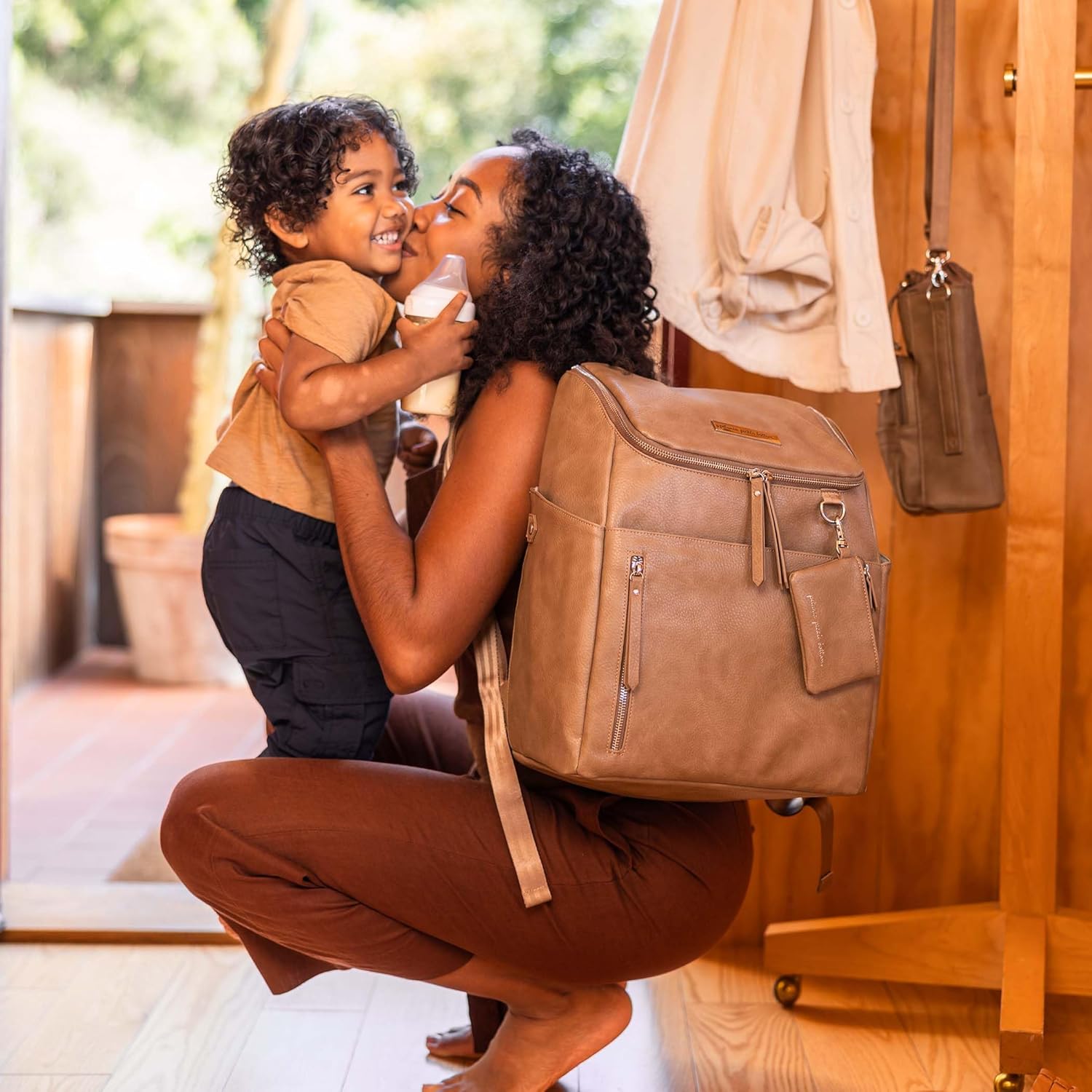 Petunia Pickle Bottom Tempo Backpack, Designed for Busy Families, Attaches to Stroller or Suitcase, Spacious Main Compartment, Mink