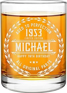 70th Birthday Gifts for Men - Personalized Whiskey Glass - Old Fashioned Funny Novelty 70 Year Old Man Gift Ideas - 70th Decorations for Dad, Husband, Friend - 70th Birthday Present for Him 1953 Gift