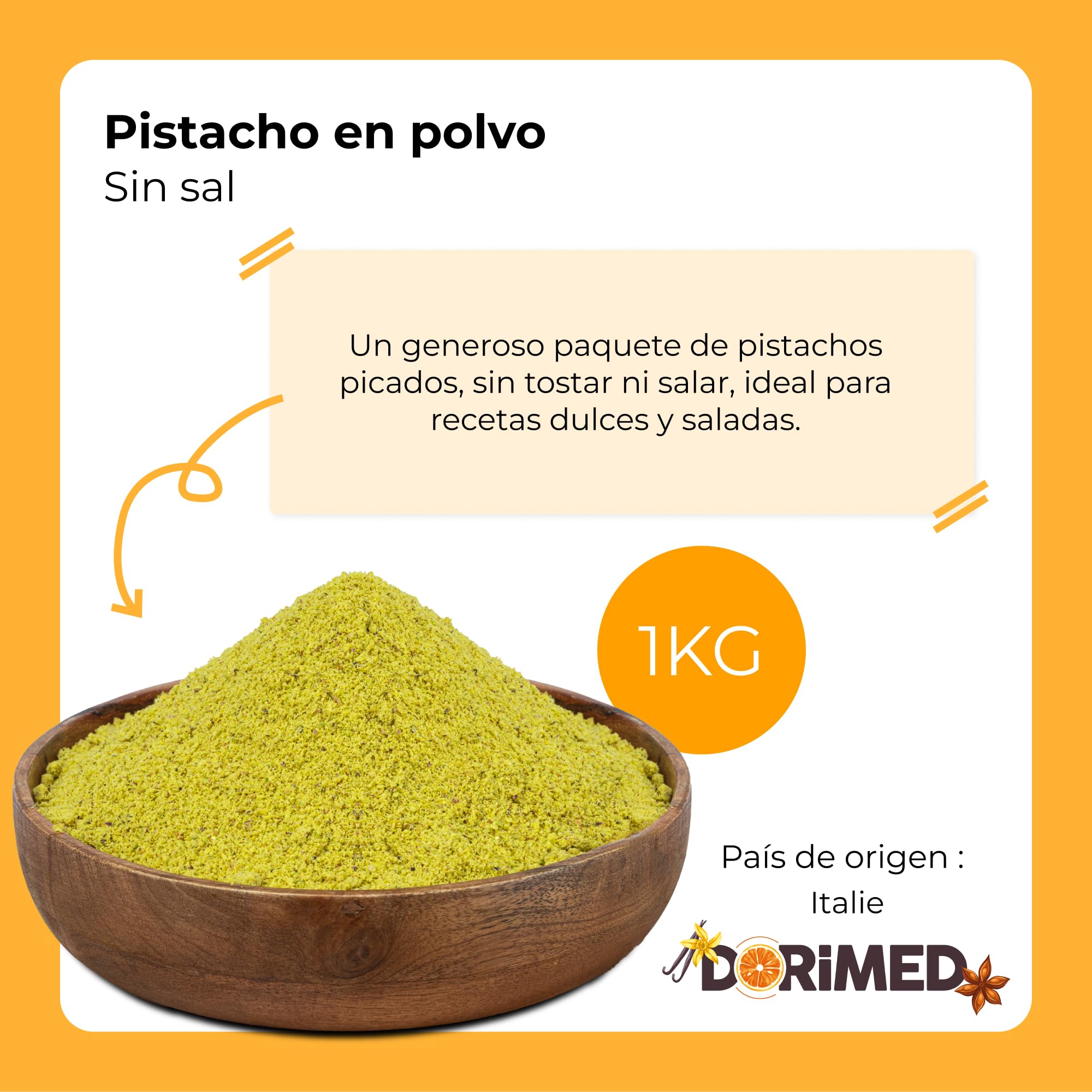 Pistachos en Polvo Crudos | Sin Sal | 1 Kg de Pistachos Triturados de Origen 100% Natural | Fruto Seco Vegano y Vegetariano | Sin cáscara | Picados y Frescos | No tostados