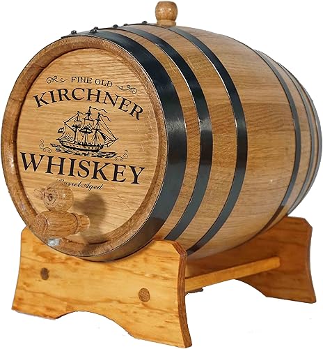 Thousand Oaks Barrel Co. Barril personalizado de roble blanco americano de 3 litros con soporte, tapón y espita - Para el cervecero casero,
