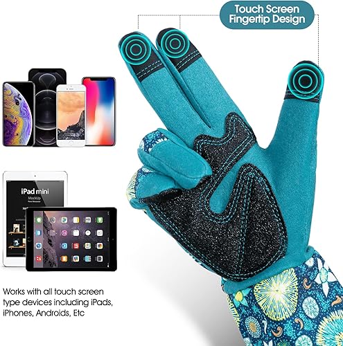 Miniatura 2 de Guantes de jardinería para mujer, largos con estampado floral, para poda de cactus y rosas, a prueba de espinas, guantes de trabajo transpirables