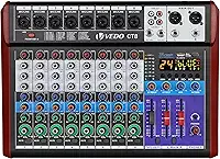 VEDO Mesa de Mistura CT8 Profissional de 8 Canais com Equalizador de 3 Bandas, 24 Efeitos DSP, Bluetooth 5.0, Reprodução/Gravação USB, Alimentação Phantom 48V para Som ao Vivo, Estúdio, Karaokê