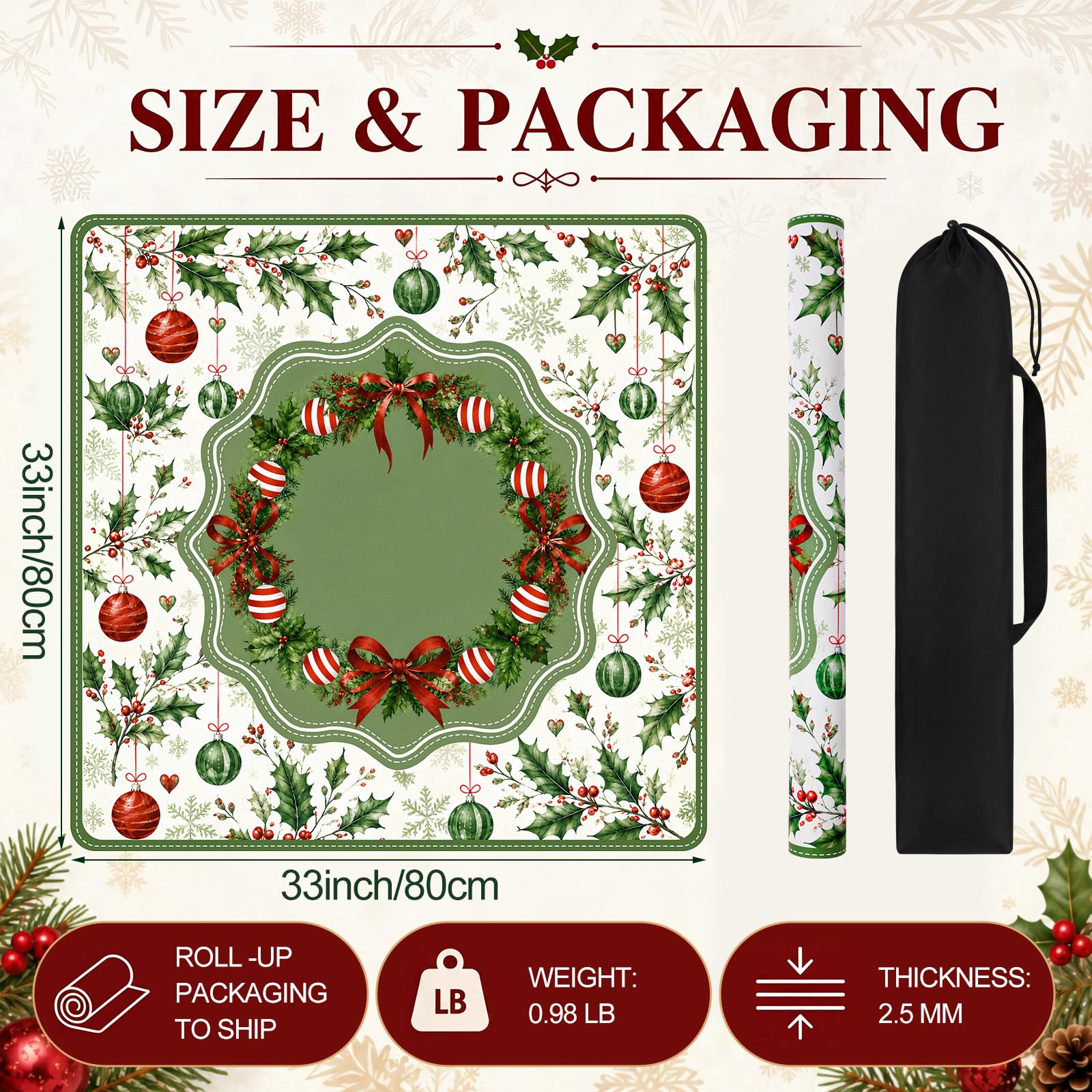 Juego de alfombrillas de Mahjong de Navidad con bolsa de