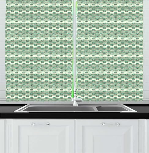 Ambesonne Paparazzi - Cortinas largas de cocina, cámara retro en vegetación, estilo pop art infantil de los años 80, patrón repetitivo, dos paneles