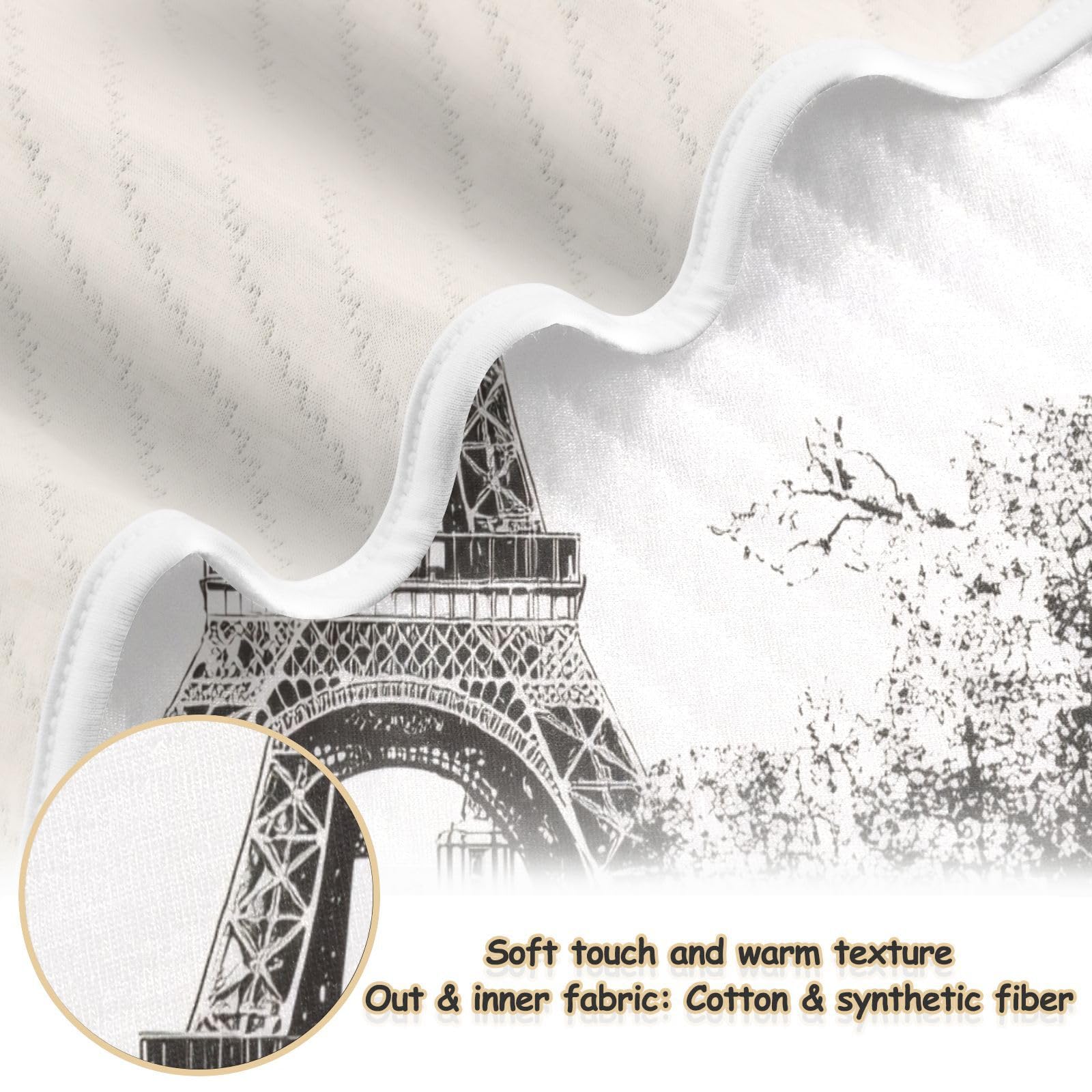 Burbuja Retro Paris Towel Baby Blanket for Boys Girls, Nursery Soft Warm Swaddling Receiving Baby Blankets, 30x40 in Toddler Blanket