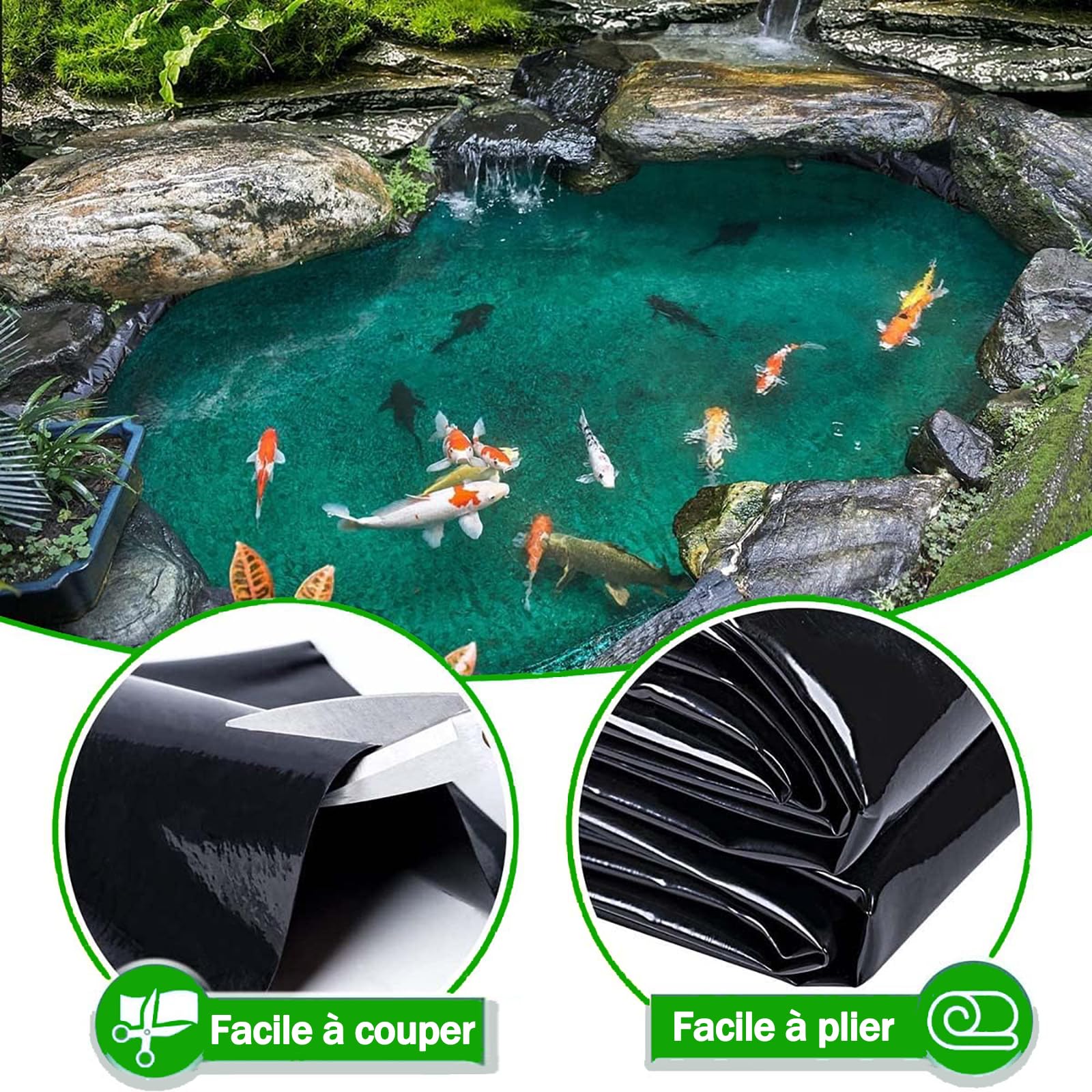 Forro negro reforzado para estanques, cubierta flexible e impermeable, 5 x 8 m, 8 x 10 m, 10 x 12 m, fácil de cortar, para estanques de jardín, acuarios, cascadas, duradero y versátil