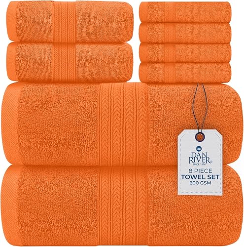 DAN RIVER Juego de toallas de baño 100% algodón, 2 toallas de baño de gran tamaño de 30 x 52 pulgadas, 2 toallas de mano de 16 x 28 pulgadas, 4