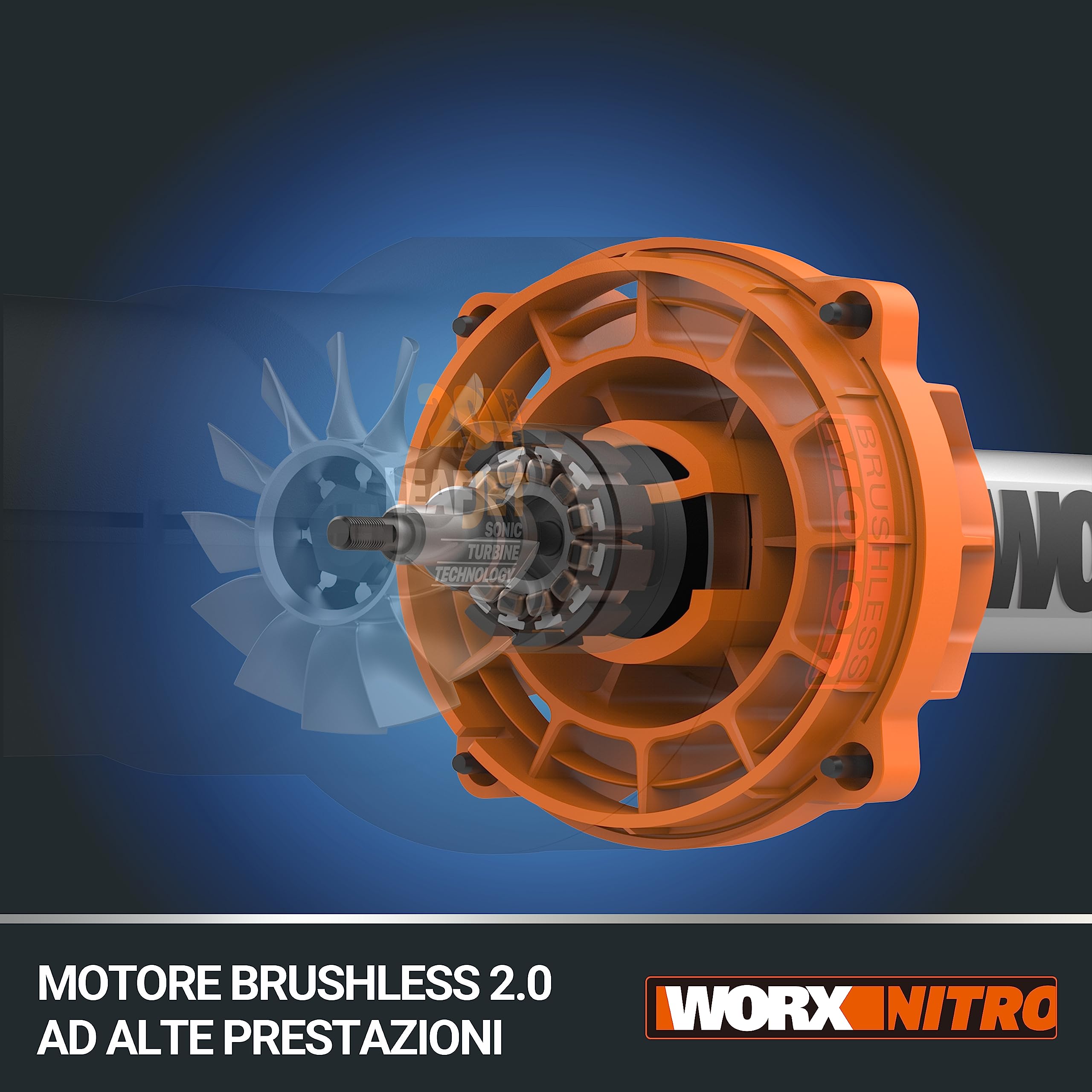 WORX - Bezprzewodowa dmuchawa - silnik bezszczotkowy - 2x akumulator WORX 20 V 4 Ah i podwójna ładowarka - do dużych powierzchni - 266km/h - 1053 m³/h - kompatybilna z narzędziami Powershare - WORX