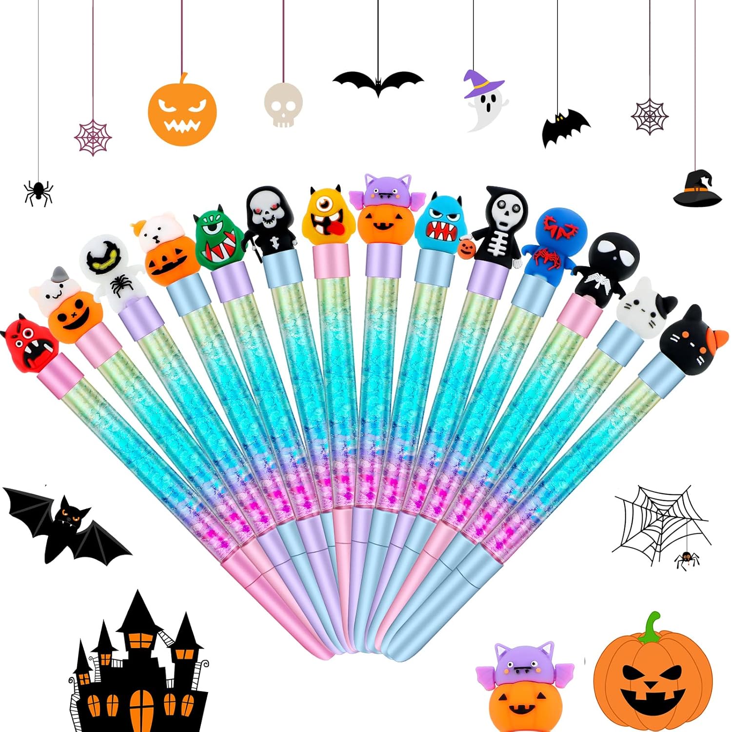 14 Pcs Halloween Pens Pumpkin Gel Ink Pens Cartoon Cute