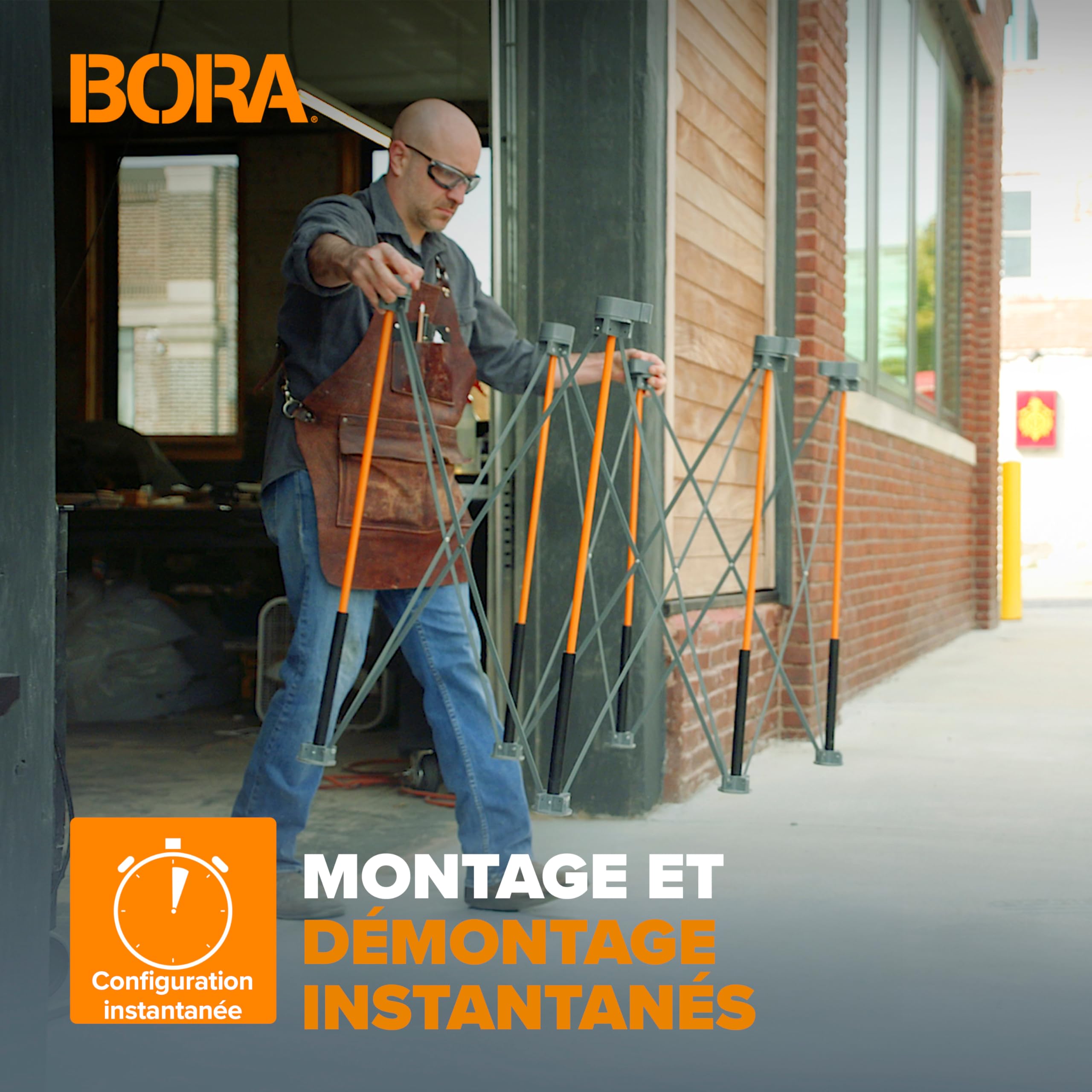 Bora Centipede 60 cm. L x 120 m l x 80 cm H. Table de Travail Pliante en Acier avec capacité 680 kg, Gris/Jaune