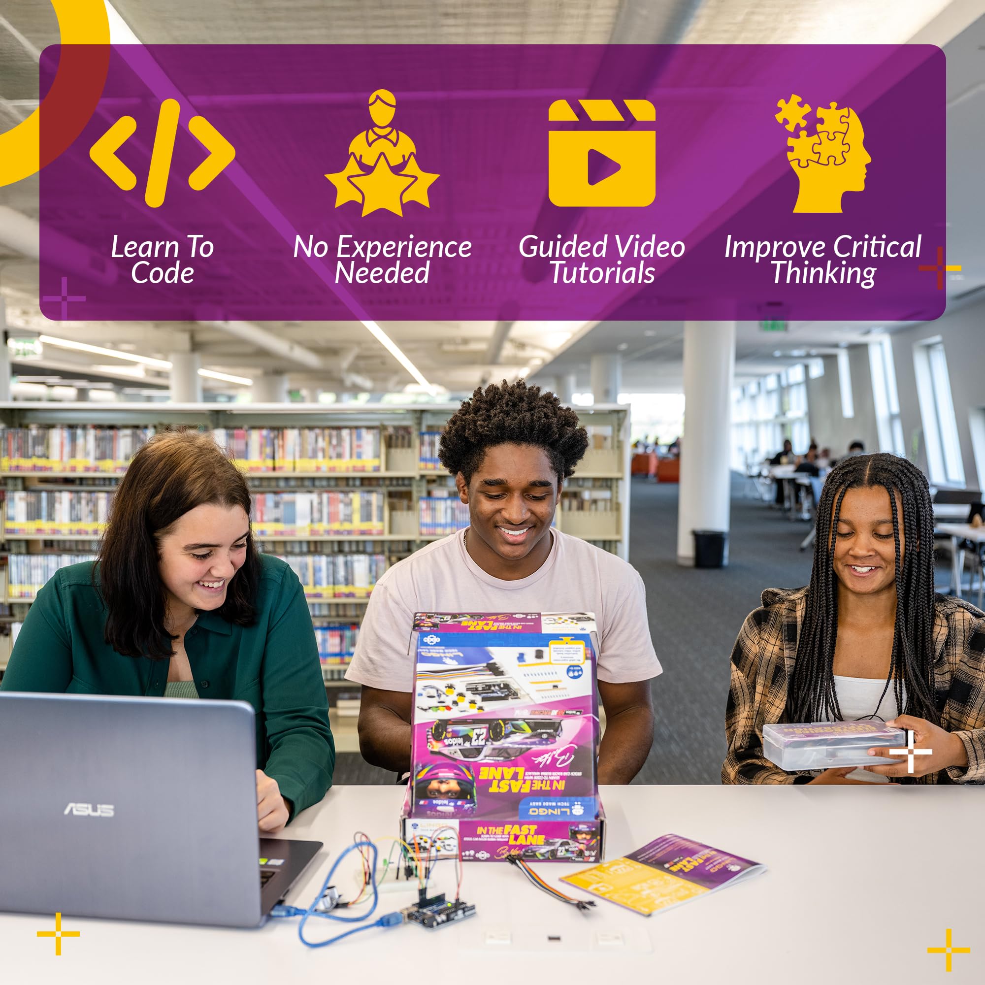 LINGO STEM Coding Kit - Build & Program Your Own Race Car Technology - Learn Coding Step By Step For Ages 15+