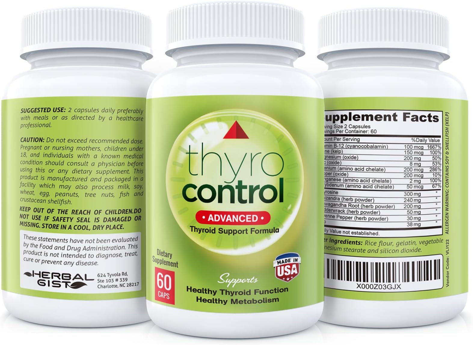 Thyroid Support Supplement - ThyroControl, 30 Day Supply