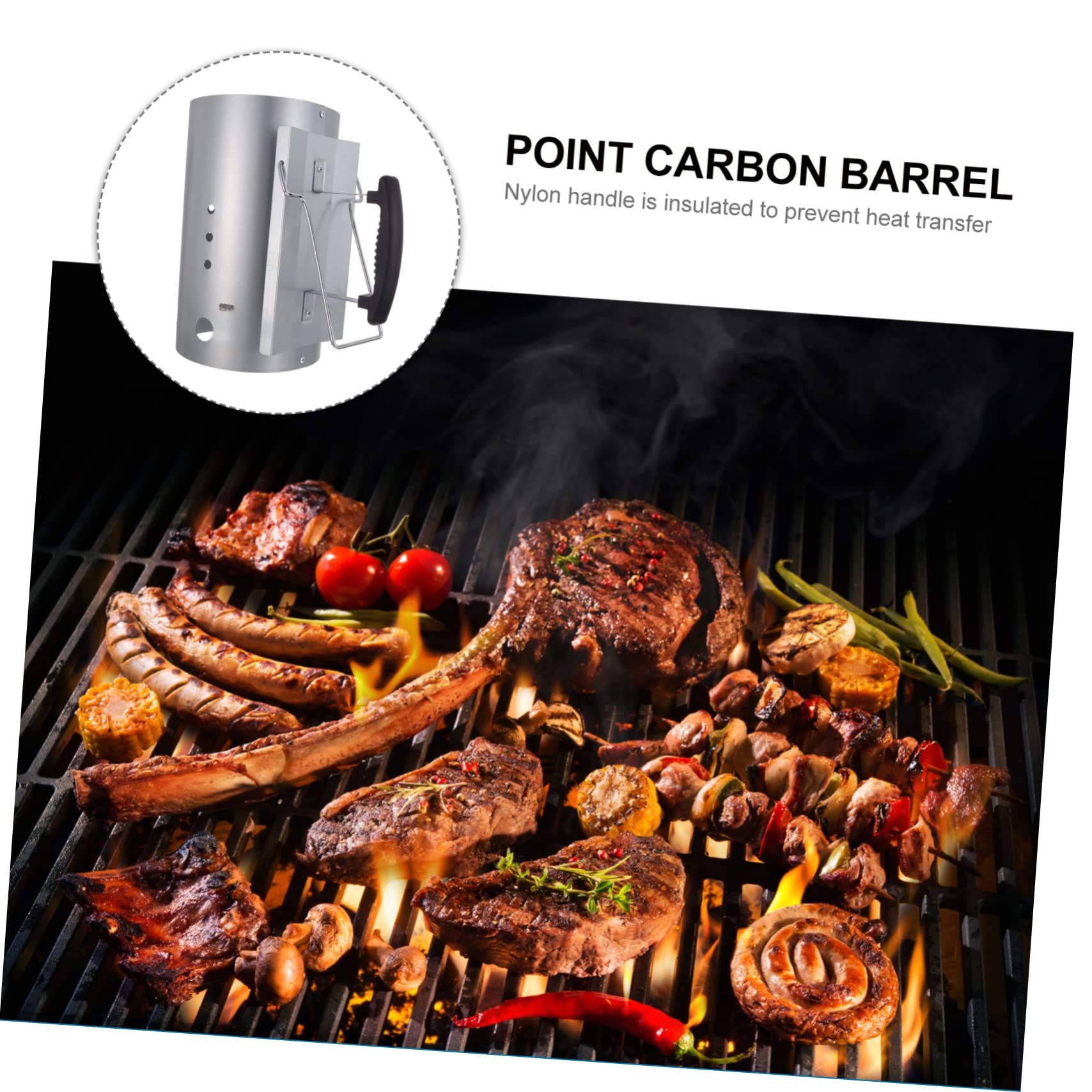 UKCOCO Ciminiera per Accensione Carbone Galvanizzata Manico in Nylon per Barbeque da Esterno, per Vacanze Estive Eccellente Circolazione dell'Aria e Nessun Sapore Residuo