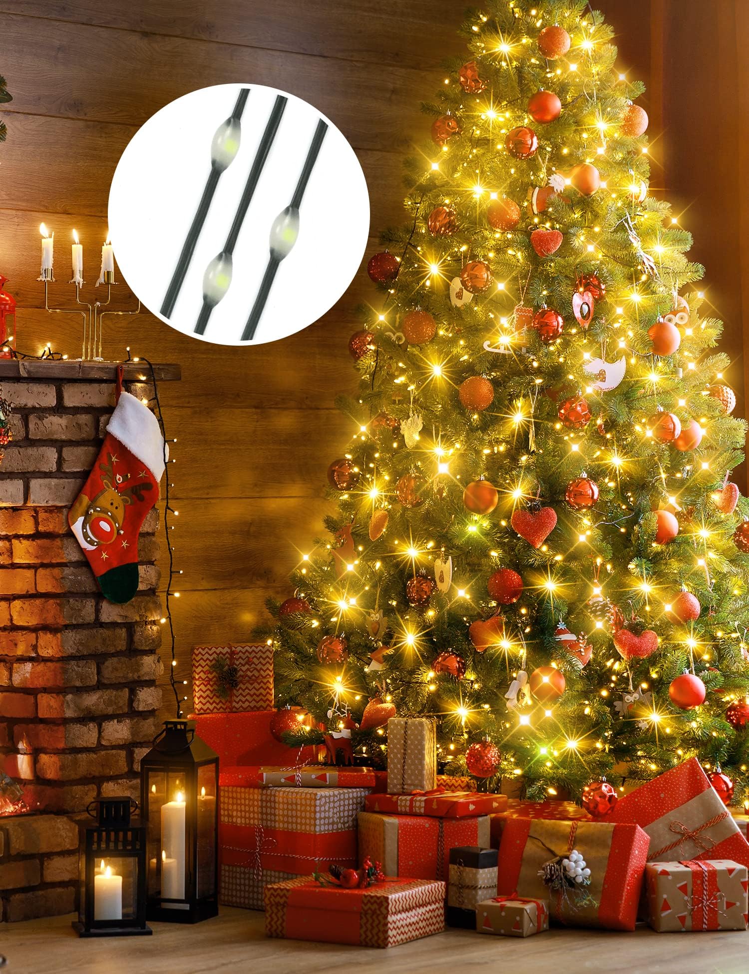 GYLEFY luci Albero di Natale, 2M*16 Rami Catene Luminose 400LED, Anelli Ghirlande Impermeabile per Esterno Interno -Bianco Caldo