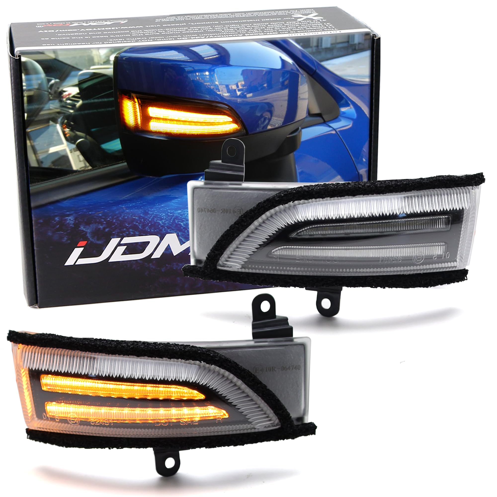 iJDMTOY JDM Spec White/Amber Switchback Sequential Flash LED Side Mirror DRL Turn Signal Light Assembly Compatible With Subaru WRX STI Outback Legacy Impreza Forester Crosstrek XV, Clear Lens