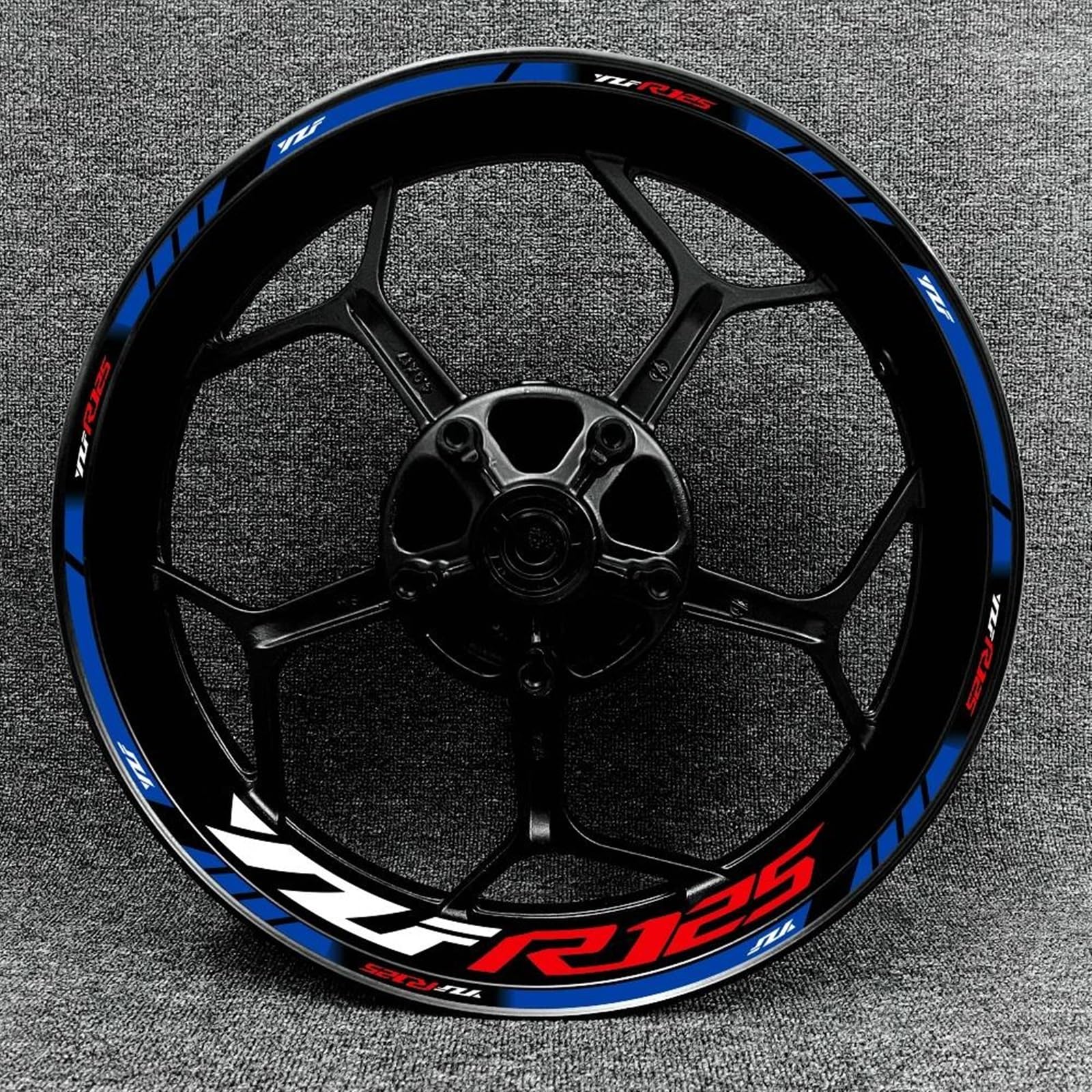 Trottinette Sportive Autocollant De Décoration De Moyeu De Jante De Roue Intérieure Et Extérieure De Moto De 17 Pouces, Autocollant Imperméable Hautement Réfléchissant pour YZF R125(Style 17)