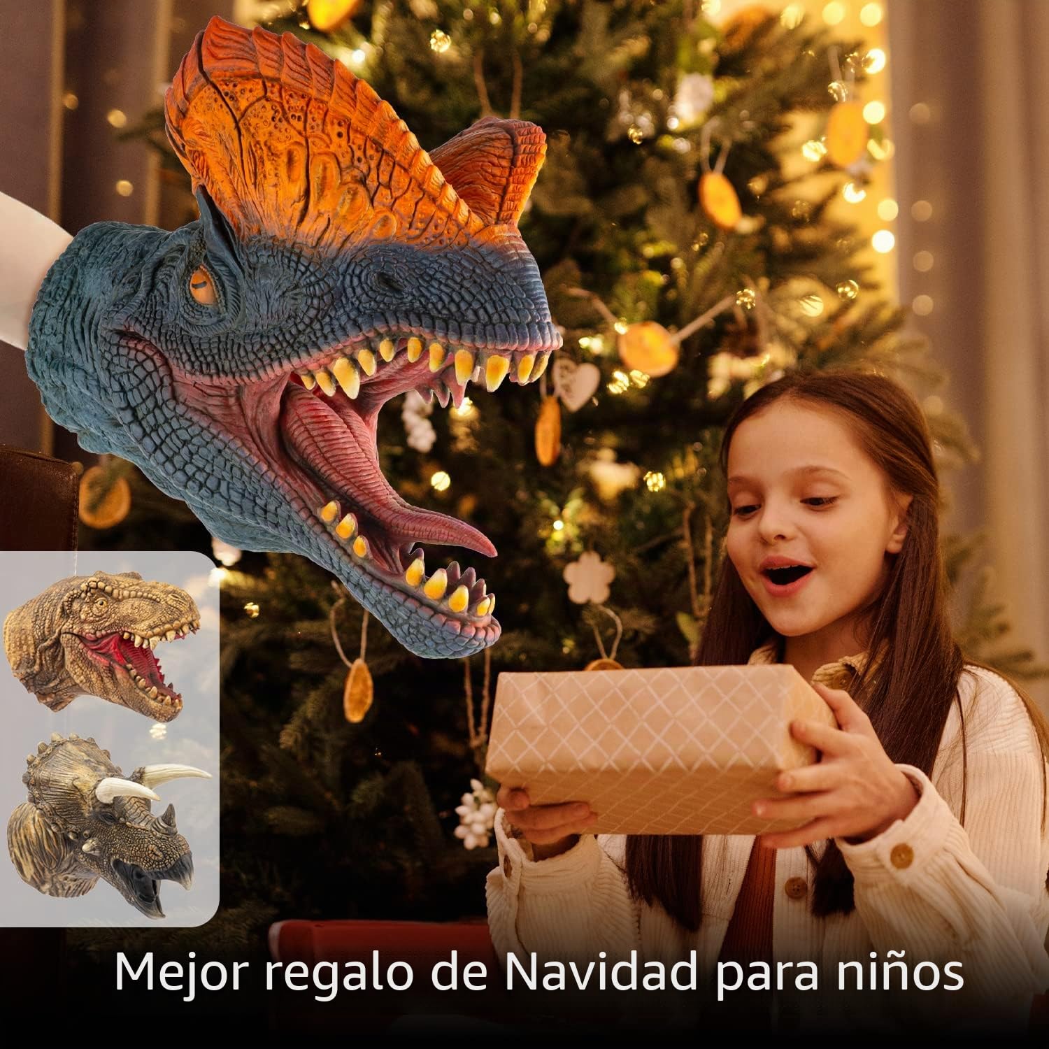 Dinosaurio Marionetas de mano Dino Juguetes de látex Raptor realista Marioneta de cabeza de animal suave juego de juguete de goma T rex Marionetas Tyrannosaurus Dilophosaurus Triceratops Paquete de 3…