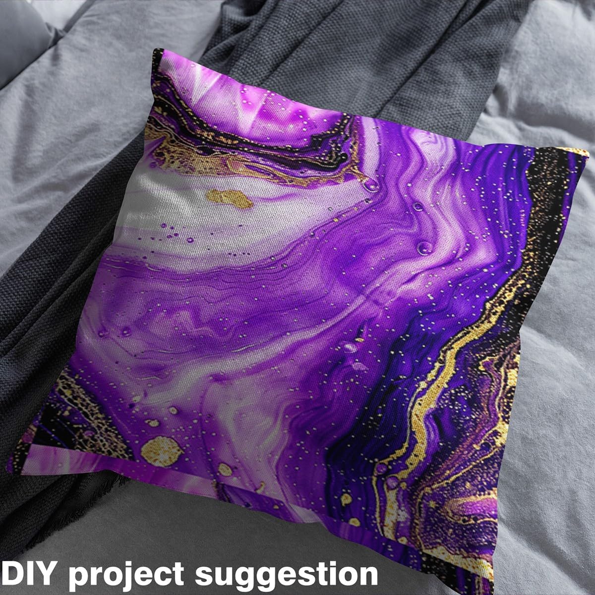 Purple Gold Marble Fabric by The Yard,Glitter Marble Texture Upholstery,Psychedelic Purple Waterproof,Geometric Textures DIY,Modern Abstract for Quilting Sewing,3 Yards