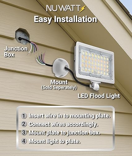 Miniatura 9 de NUWATT Luz de inundación LED de 50 W, 3CCT 3000K4000K5000K seleccionable, iluminación impermeable IP65, montaje de nudillo ajustable de 12 pulgada,