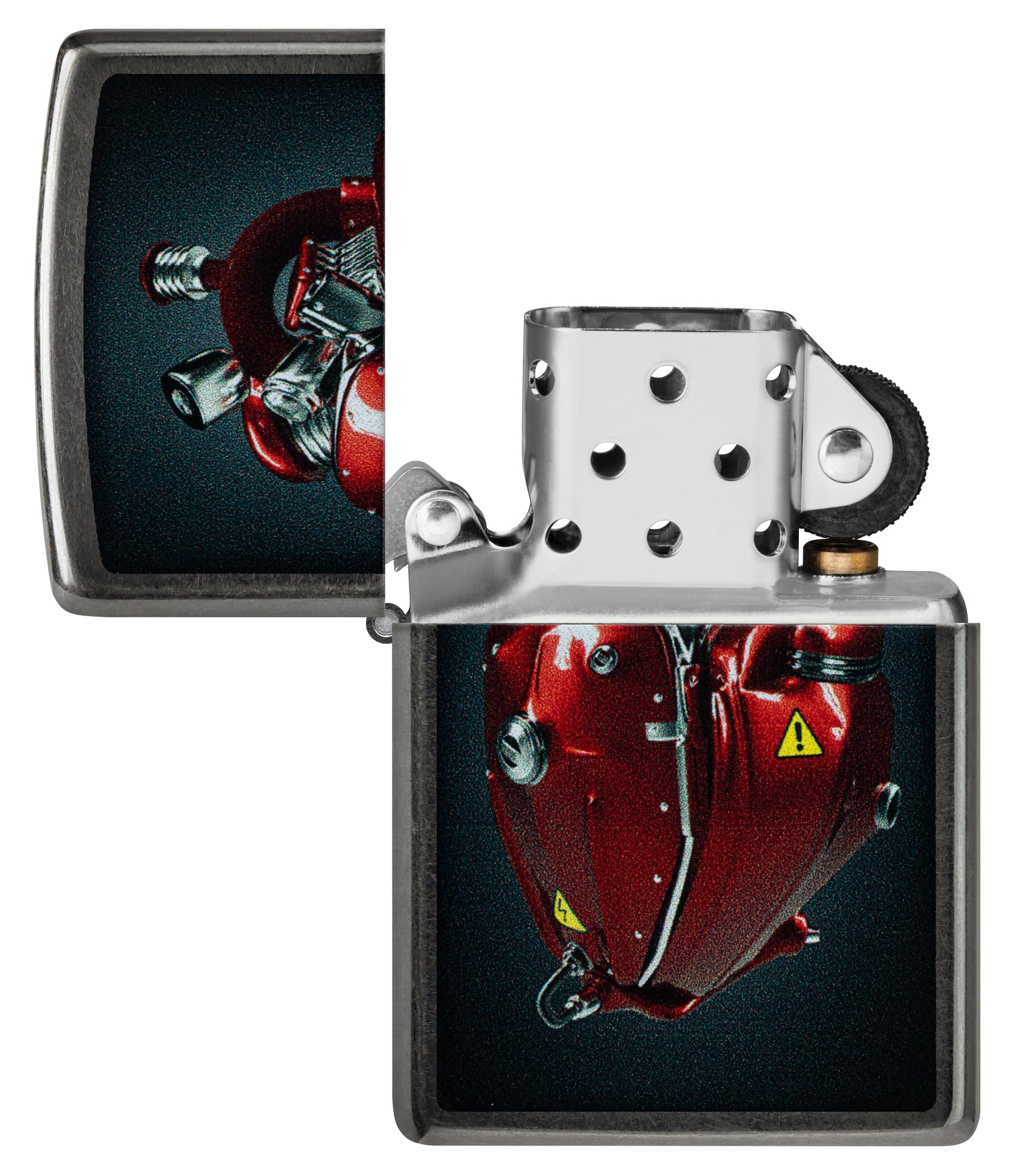 Zippo Mechero - Heart Engine, Gray Dusk, Color Image - Recargable - Reutilizable - Diseño Resistente al Viento - Caja de Regalo - Hecho en EE. UU.