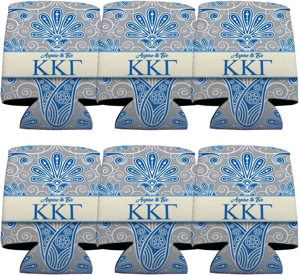 VictoryStore Can and Beverage Coolers - Kappa Kappa Gamma, Vintage Flower Design, Set of 6