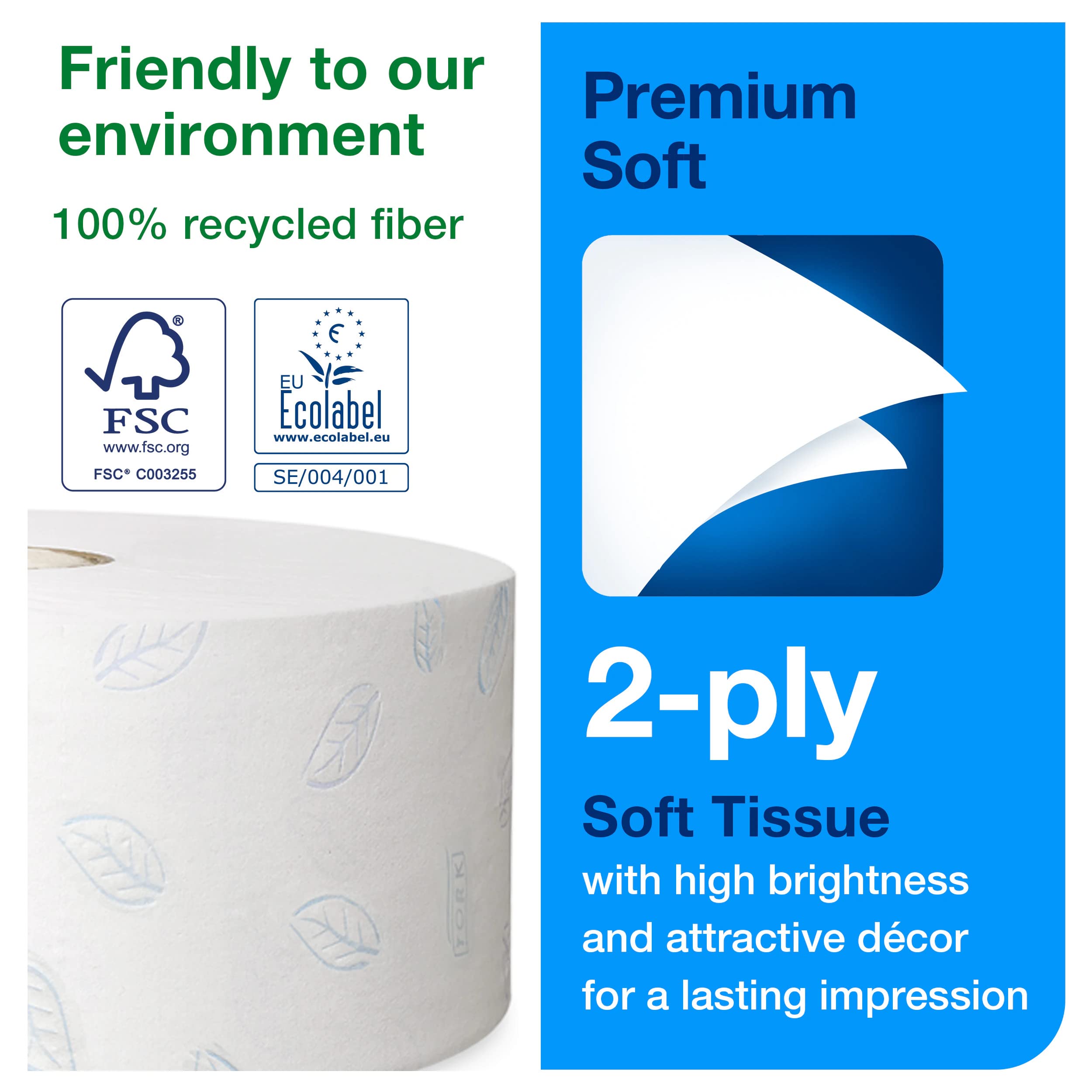 Tork Pack de démarrage pour distributeur murale de papier toilette rouleau Jumbo blanc T1, grande capacité, gamme Elevation, distributeur et 1 consommable, 954000
