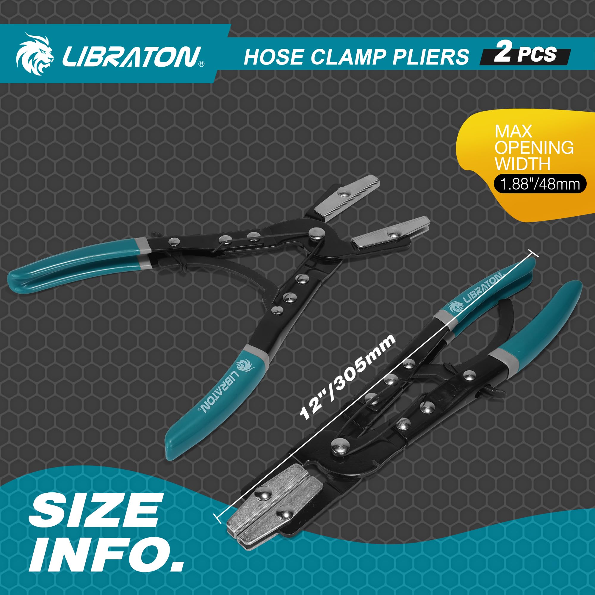 LIBRATON Hose Clamp Pliers, 2PCS Hose Pinch Off Plier, 12Inch Automatic Locking Ratcheting Pliers, Radiator - Image 4