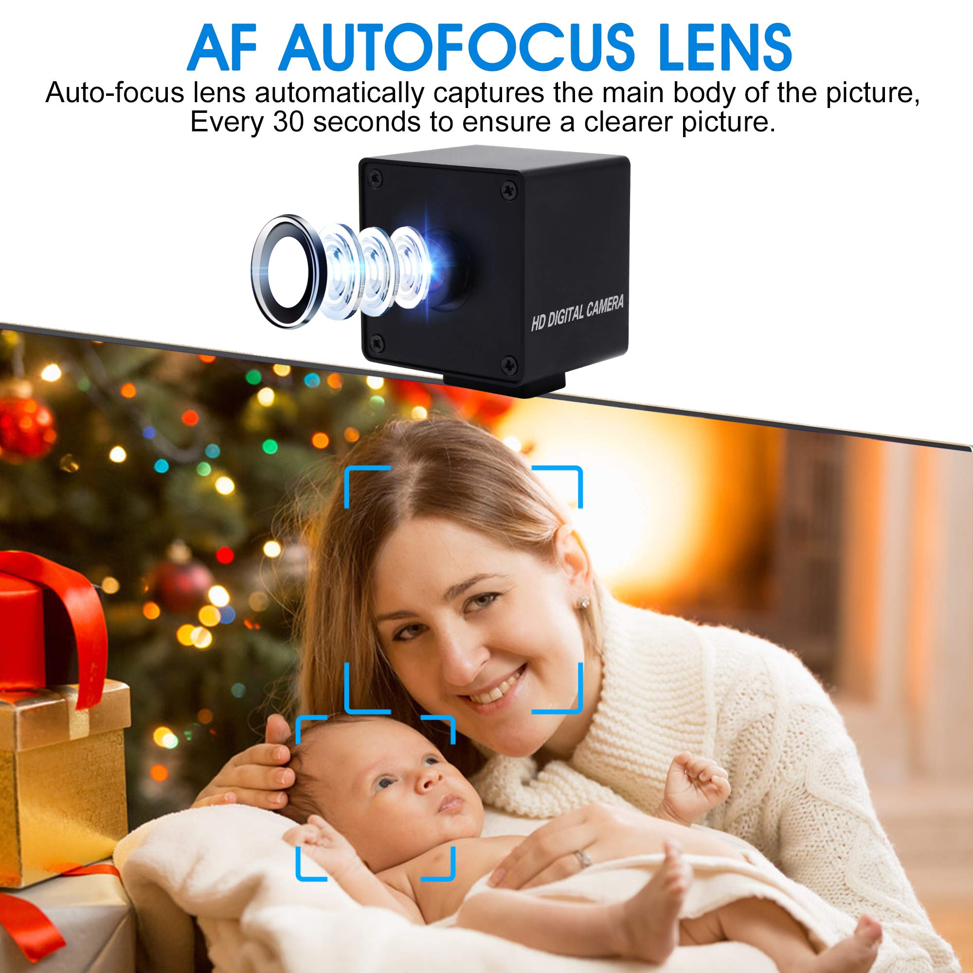 G Telecamera USB Autofocus 1080p grandangolare Webcam, 2mp 100degree Nessuna distorsione Obiettivo Webcam,Mac, Raspberry Pi