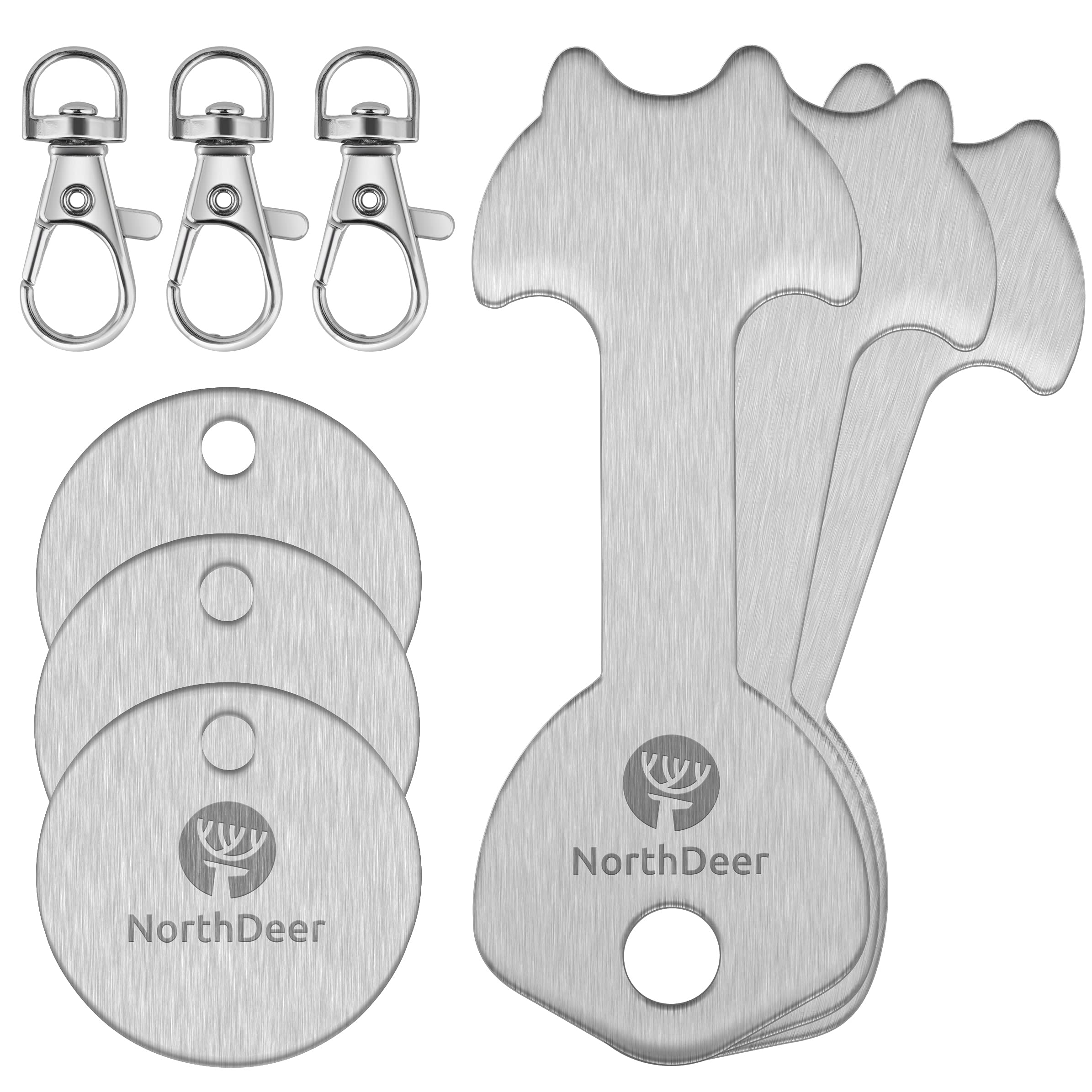Obrjoyfly - 6 Jetons Caddie Porte-clés En Acier Inoxydable, Designs Obrjoyfly - 6 Jetons Caddie Porte-clés En Acier Inoxydable, Designs